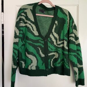 Green marbled sweater cardigan